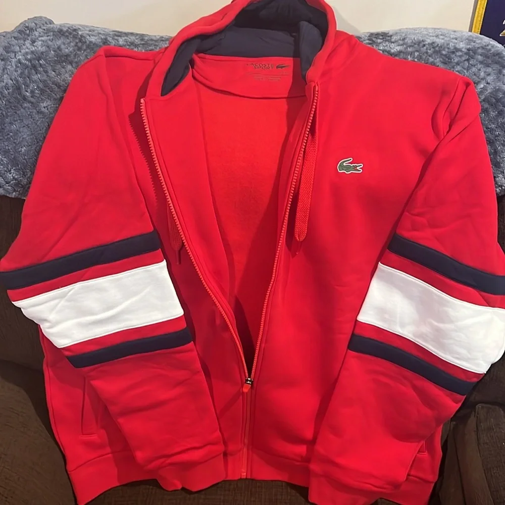 Lacoste Red Zip-Up Hoodie - Picture 5 of 7